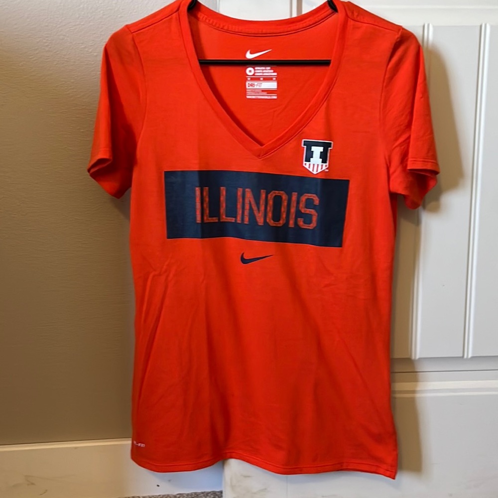 Nike Illinois Short Sleeve T-Shirt V-Neck Size M